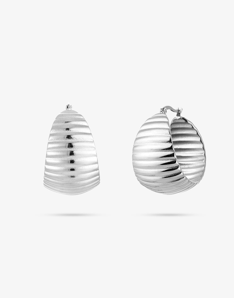Ovale hoops met geribbeld patroon zilverkleurig