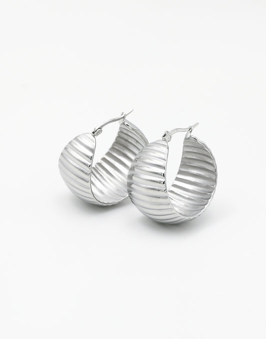 Ovale hoops met geribbeld patroon zilverkleurig