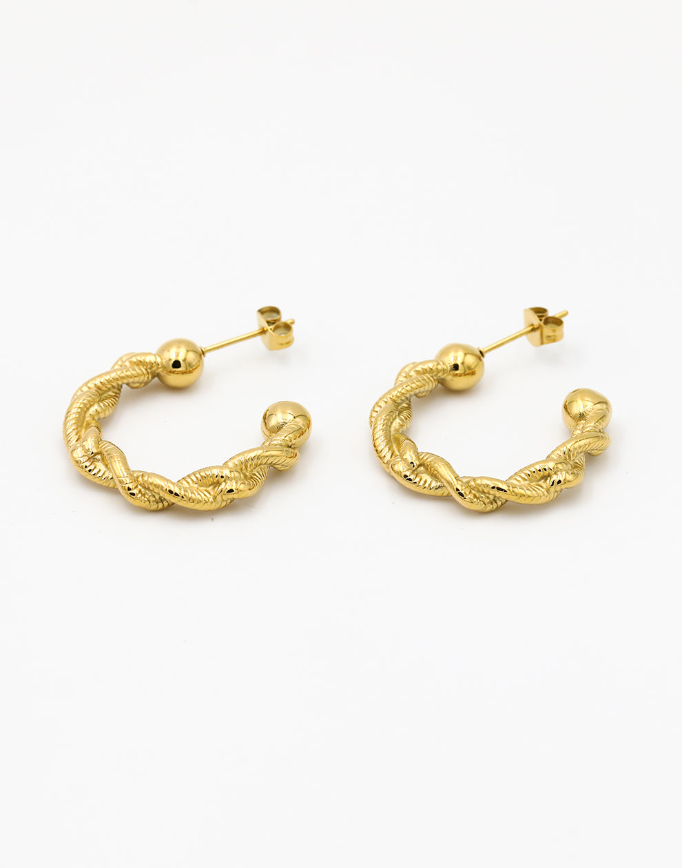 Oorringen open gedraaid met ribbels goudkleurig 30mm