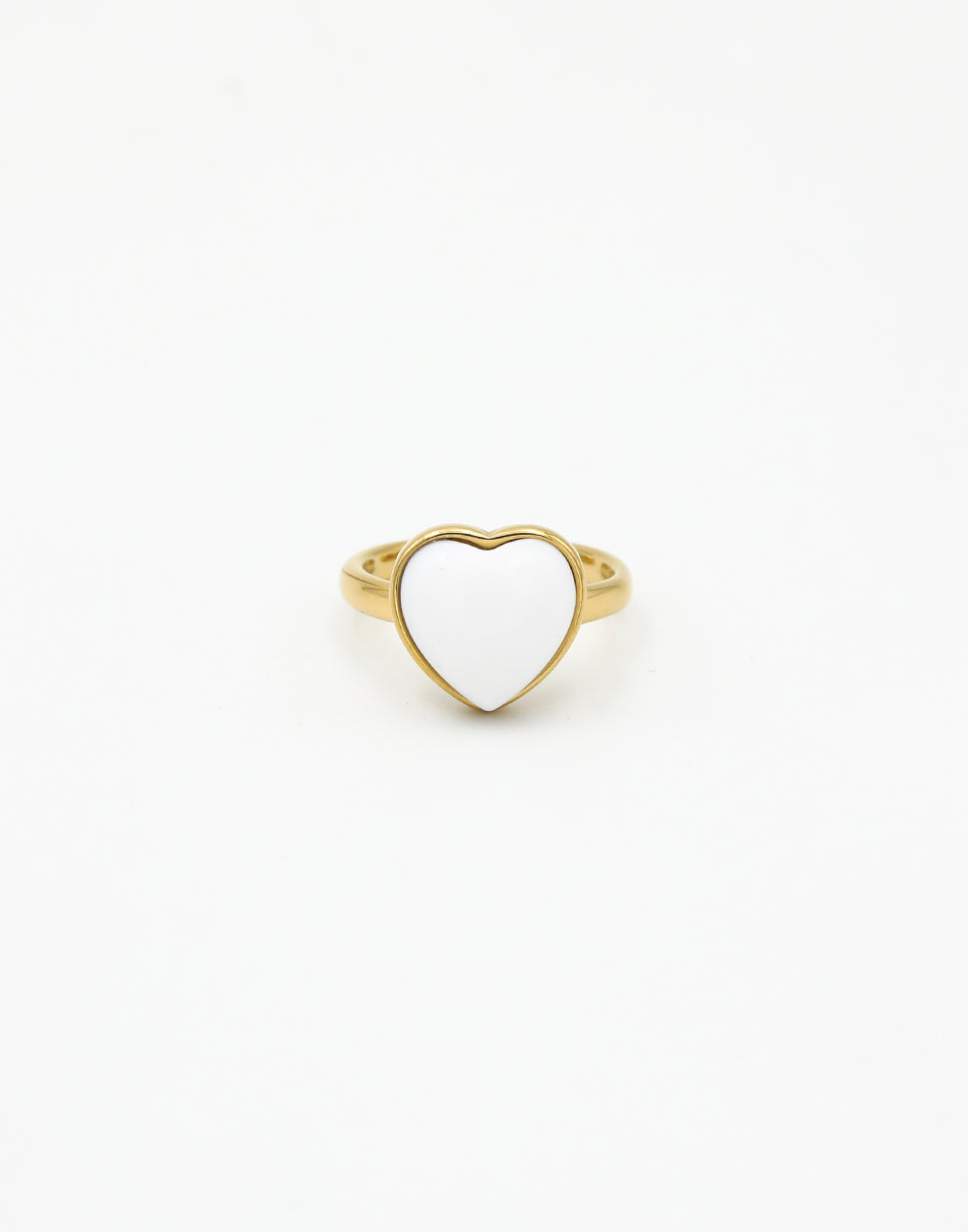 Ring vintage hart met steen wit