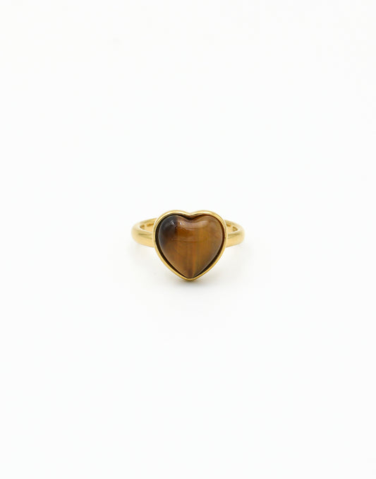 Ring vintage hart met steen tigers eye