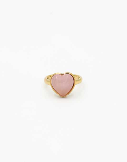 Ring vintage hart met steen rose