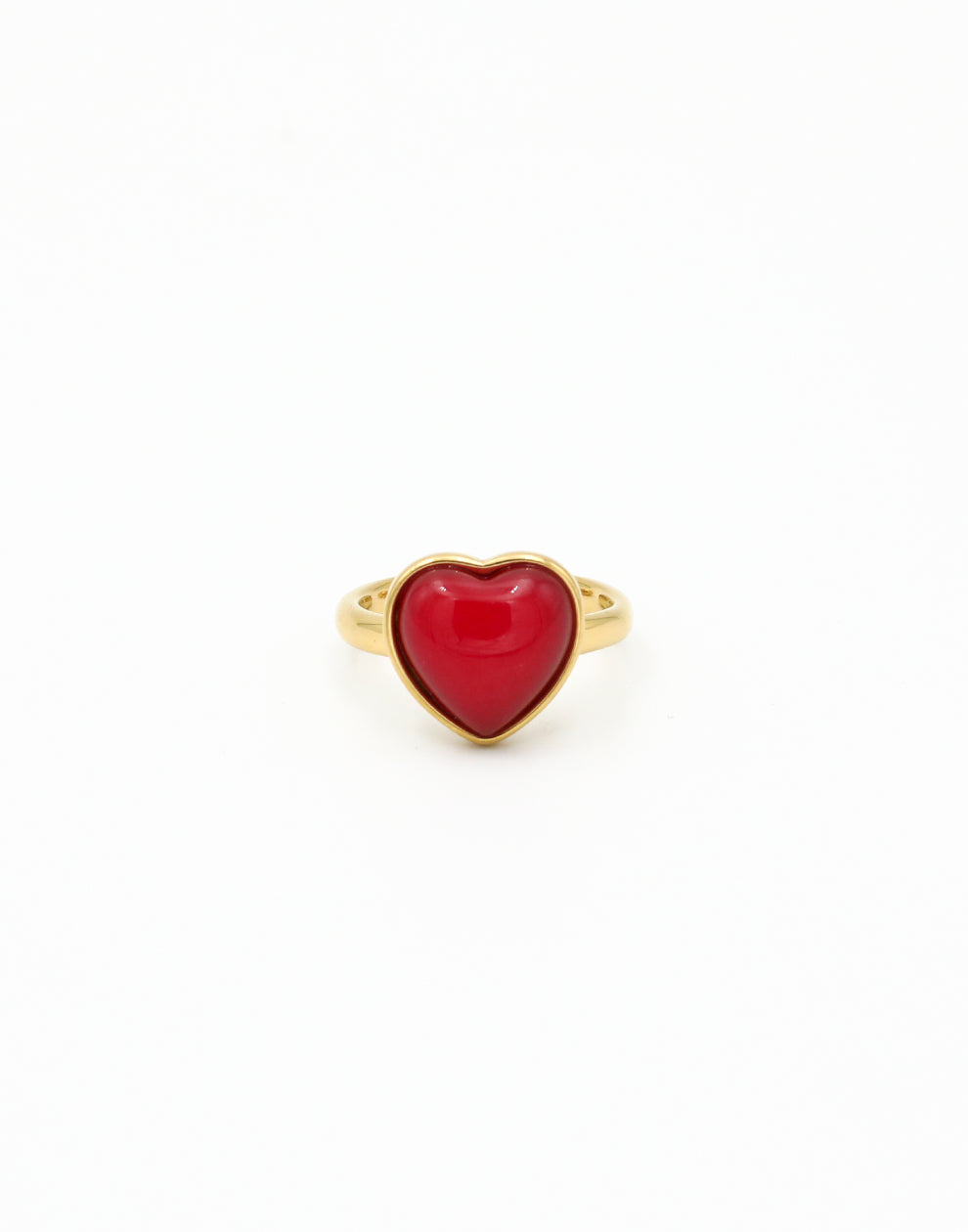 Ring vintage hart met steen red agate