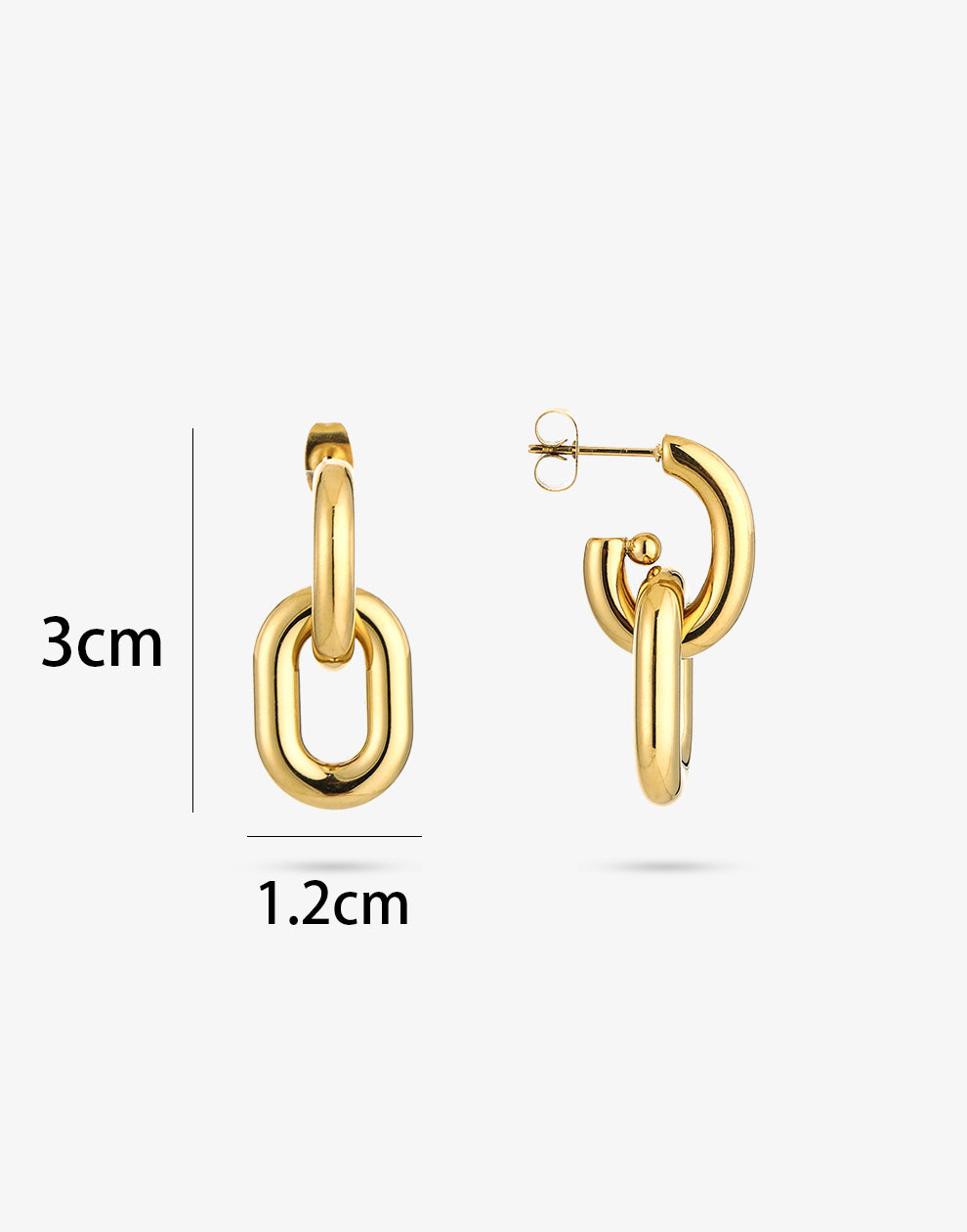 Oorsteker grove schakel goudkleurig