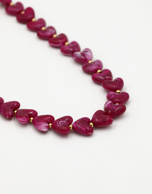 Hartjes kralenketting paars