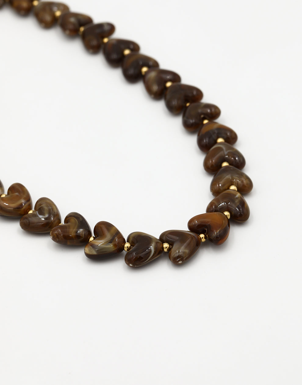 Hartjes kralenketting bruin