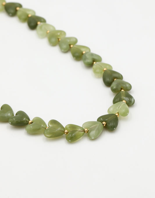 Hartjes kralenketting groen