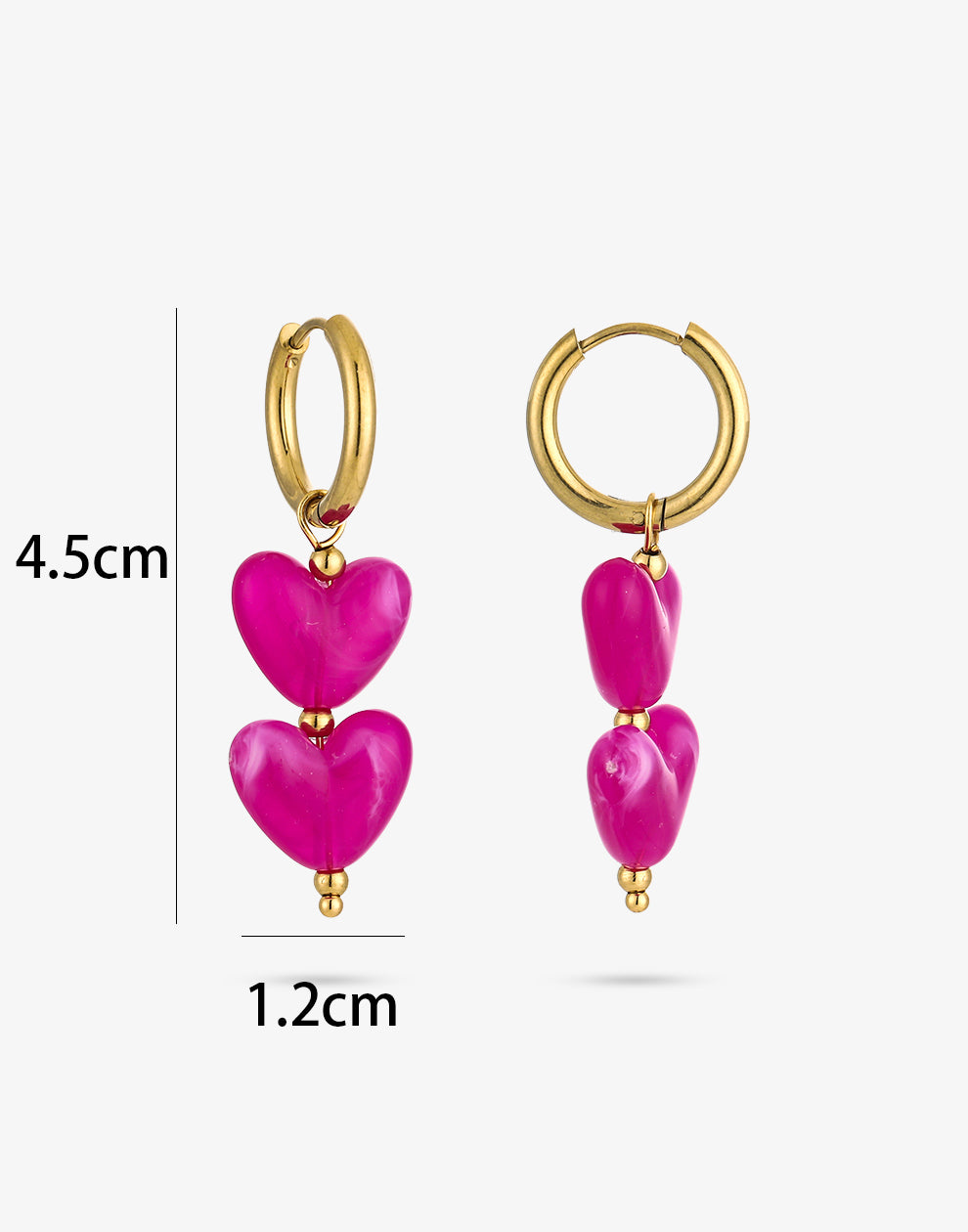 Hartjes kralenoorbellen fuchsia