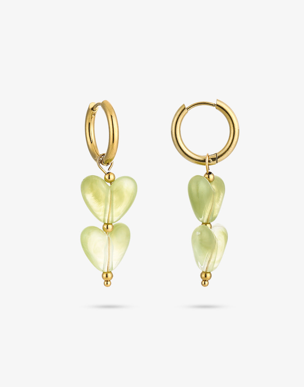 Hartjes kralenoorbellen lichtgroen