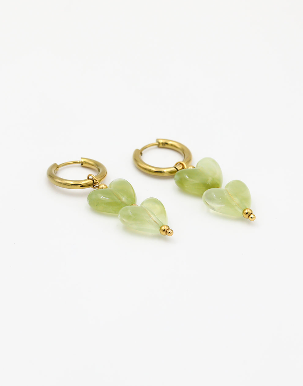 Hartjes kralenoorbellen lichtgroen