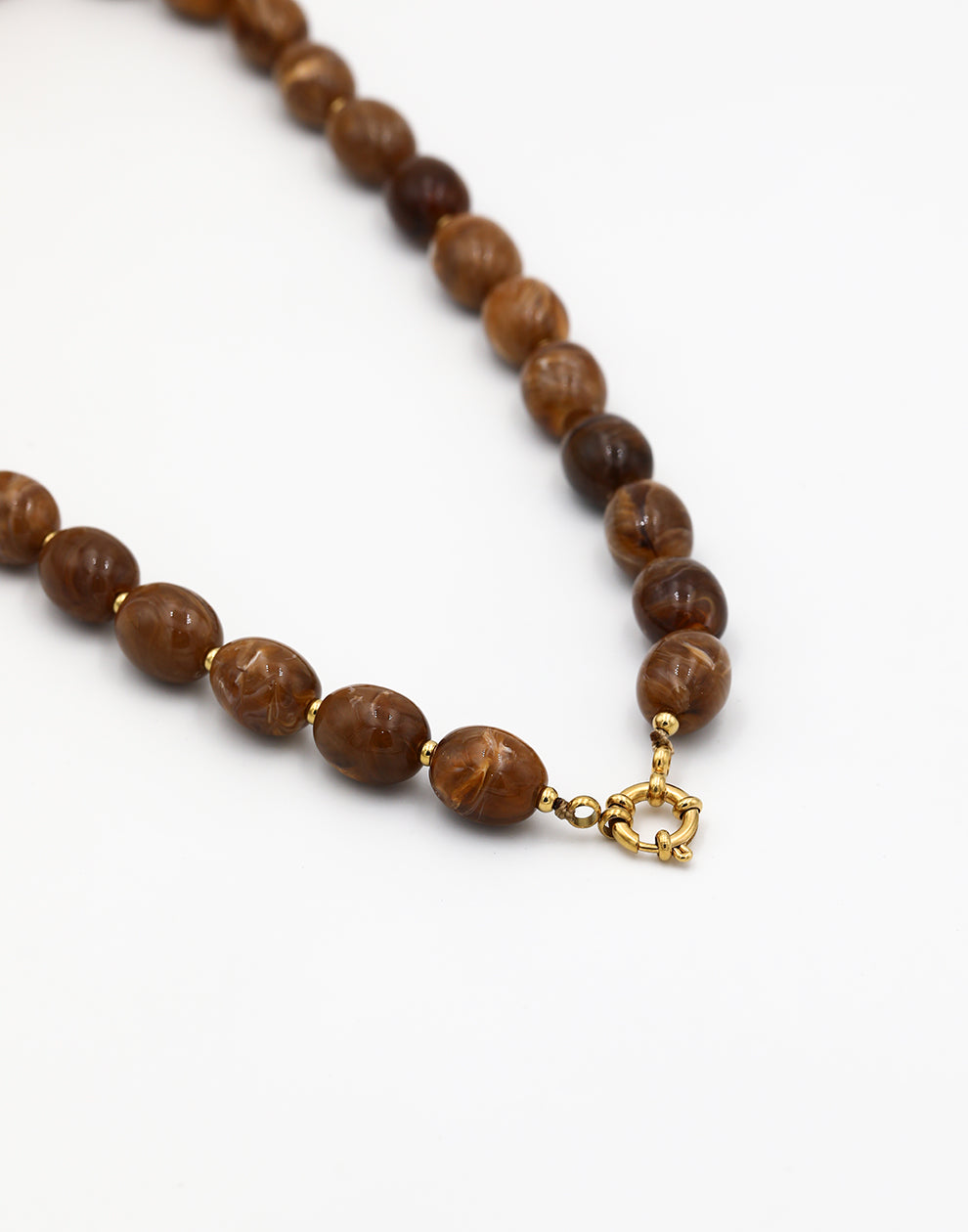 Kralenketting ovaal bruin