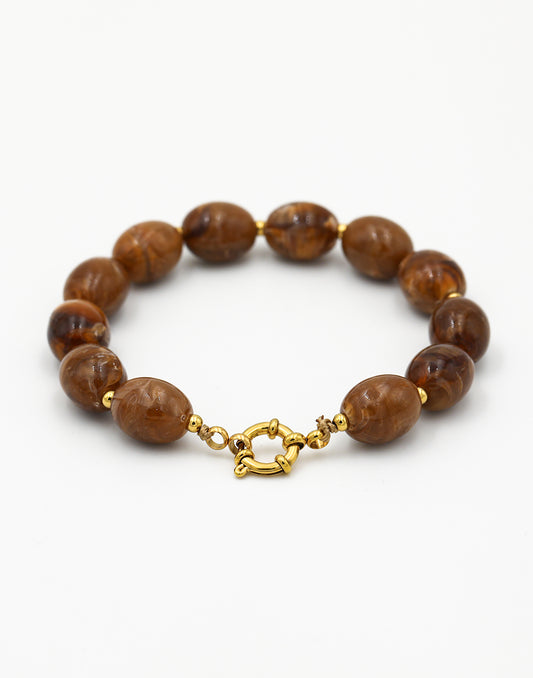 Kralenarmband ovaal bruin