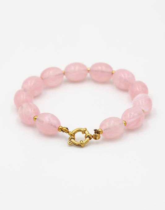 Kralenarmband ovaal roze