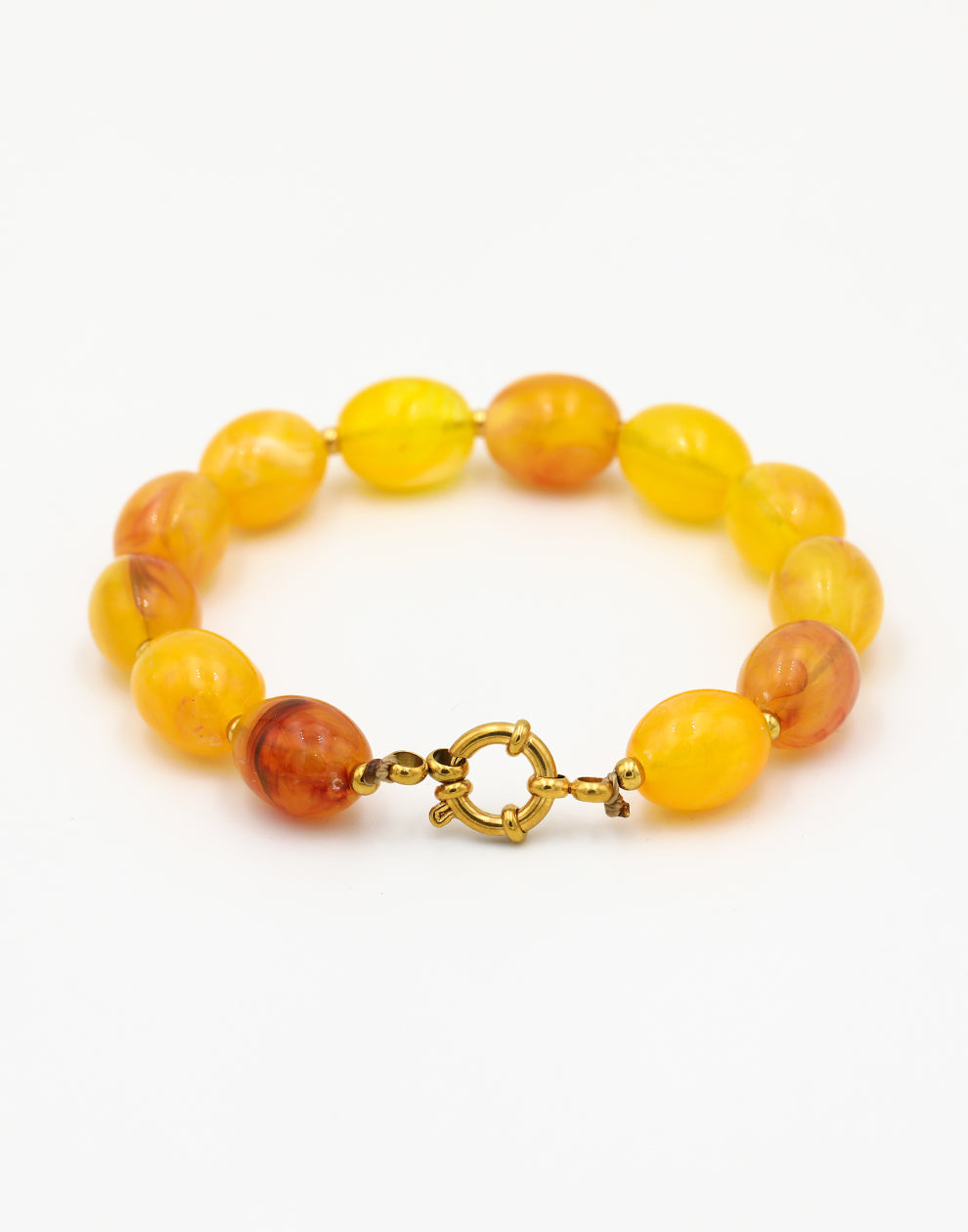 Kralenarmband ovaal lichtgeel