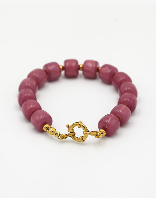 Kralenarmband vierkant paars