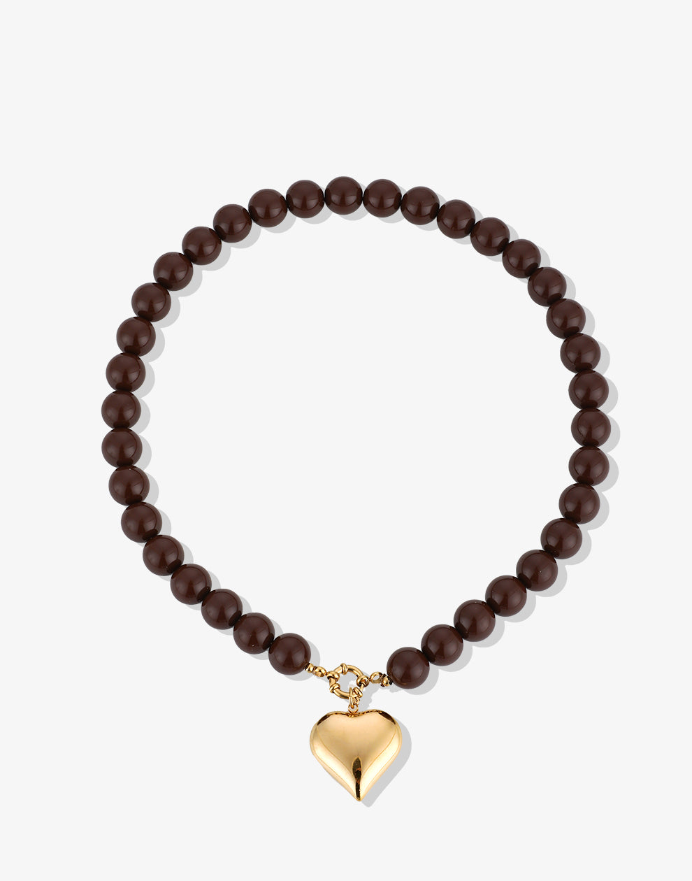 Kralenketting met hart bruin