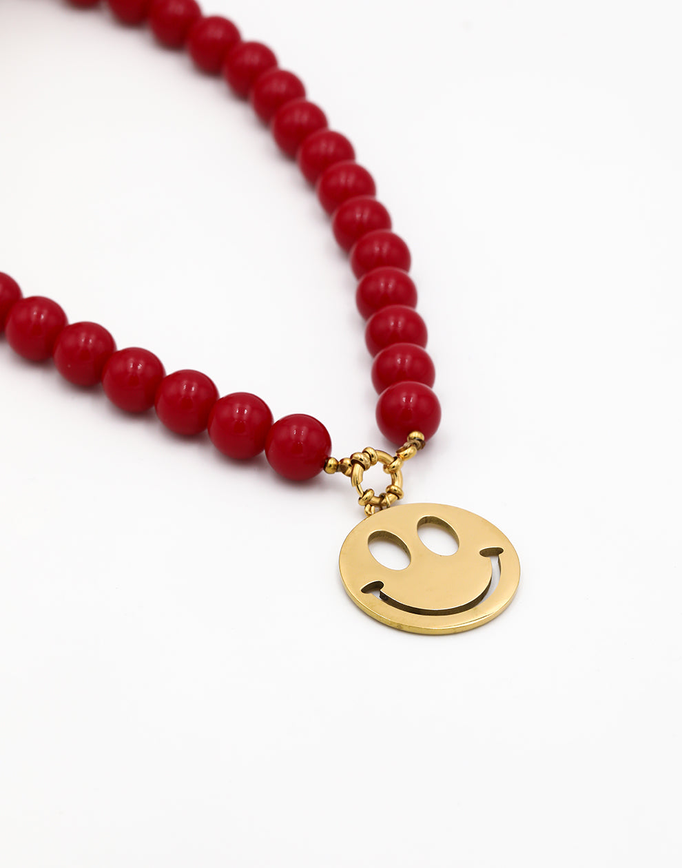 Kralenketting met smiley rood