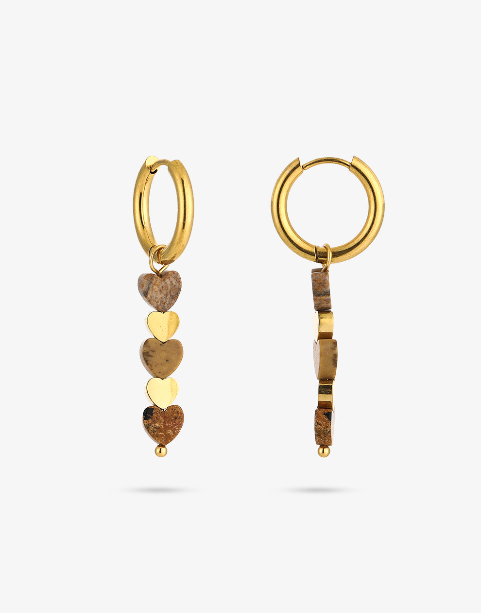 Oorringen verschillende hartjes beige