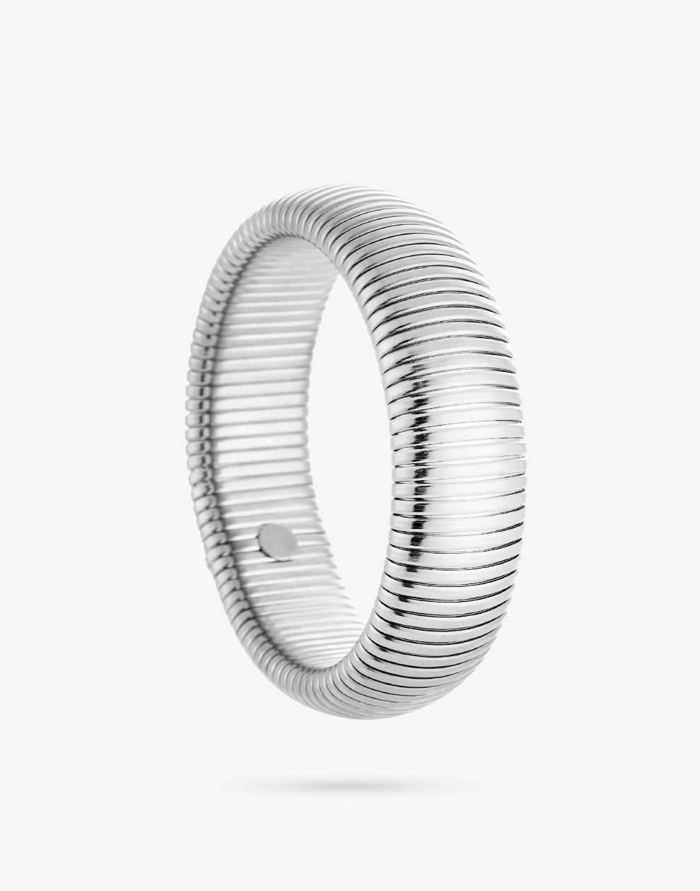 Brede bangle met geribbeld patroon zilverkleurig
