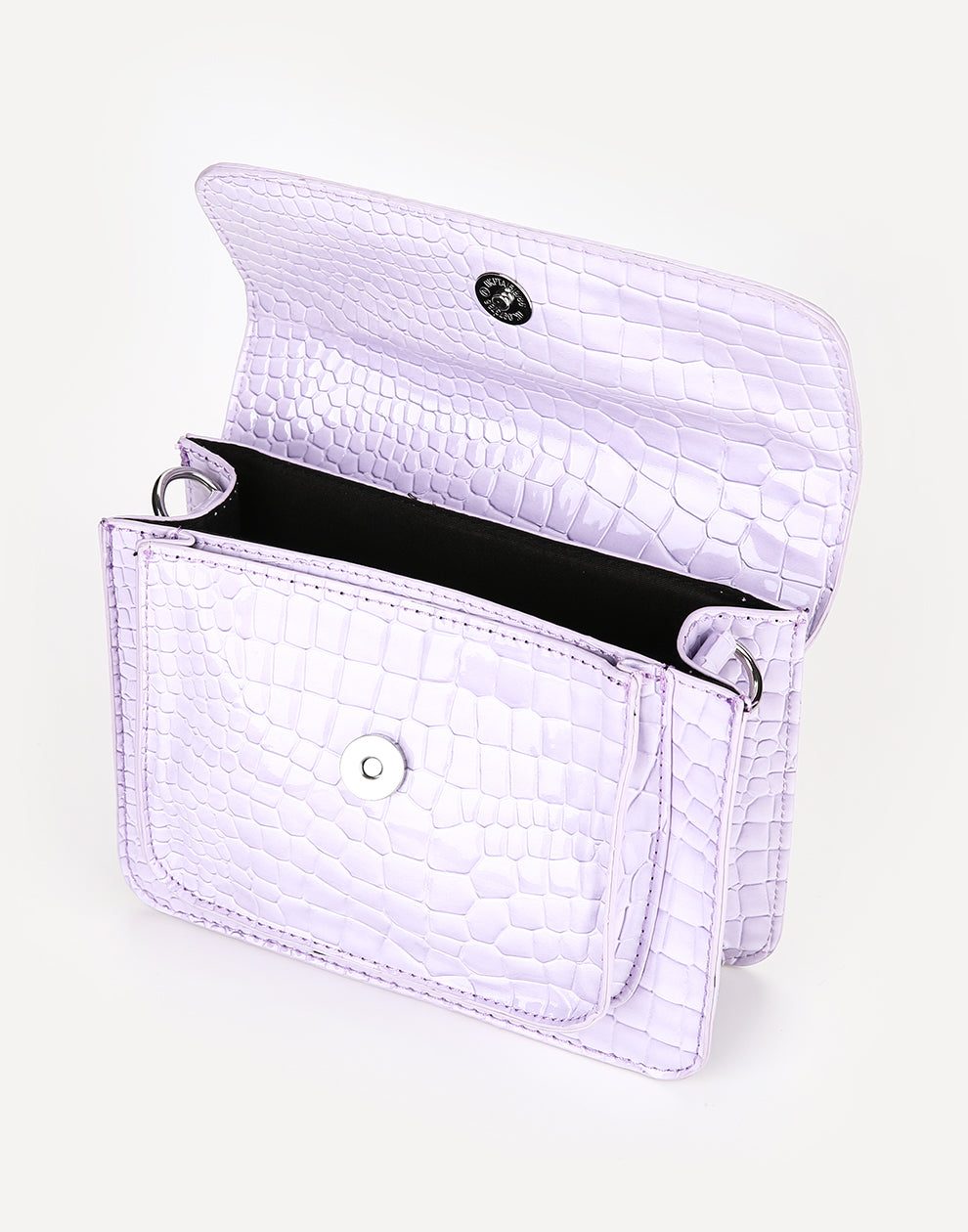 Schoudertas Croco print lila