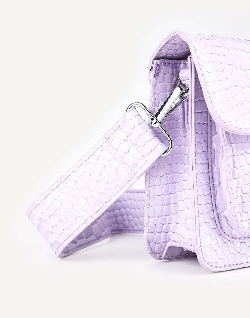 Schoudertas Croco print lila