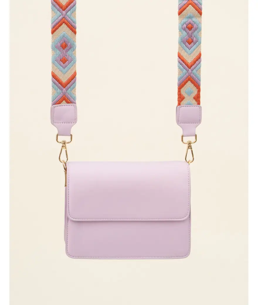 schoudertasje met luxe schouderband lila