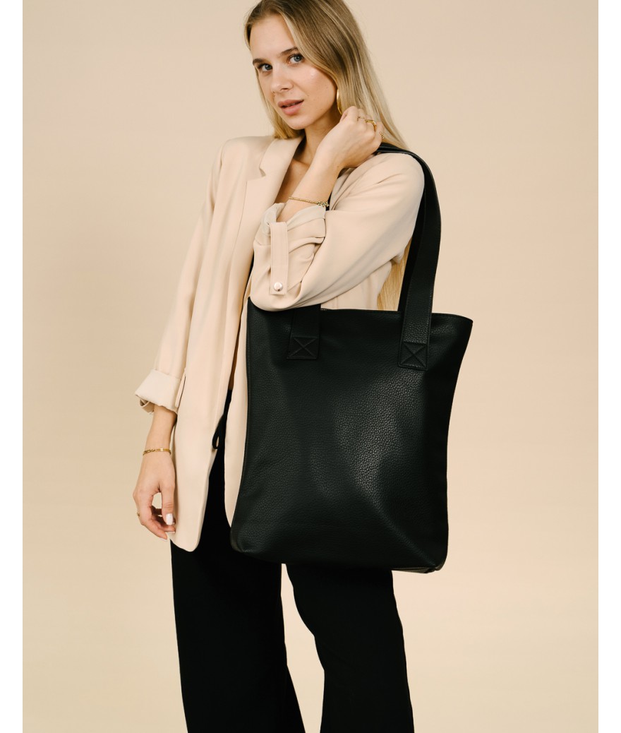 Shopper met rits zwart