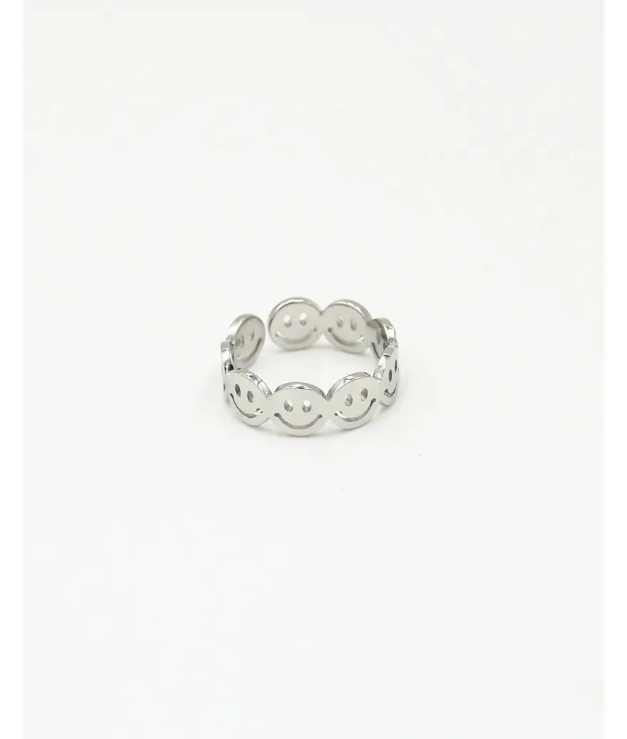 Ring zilver smiley