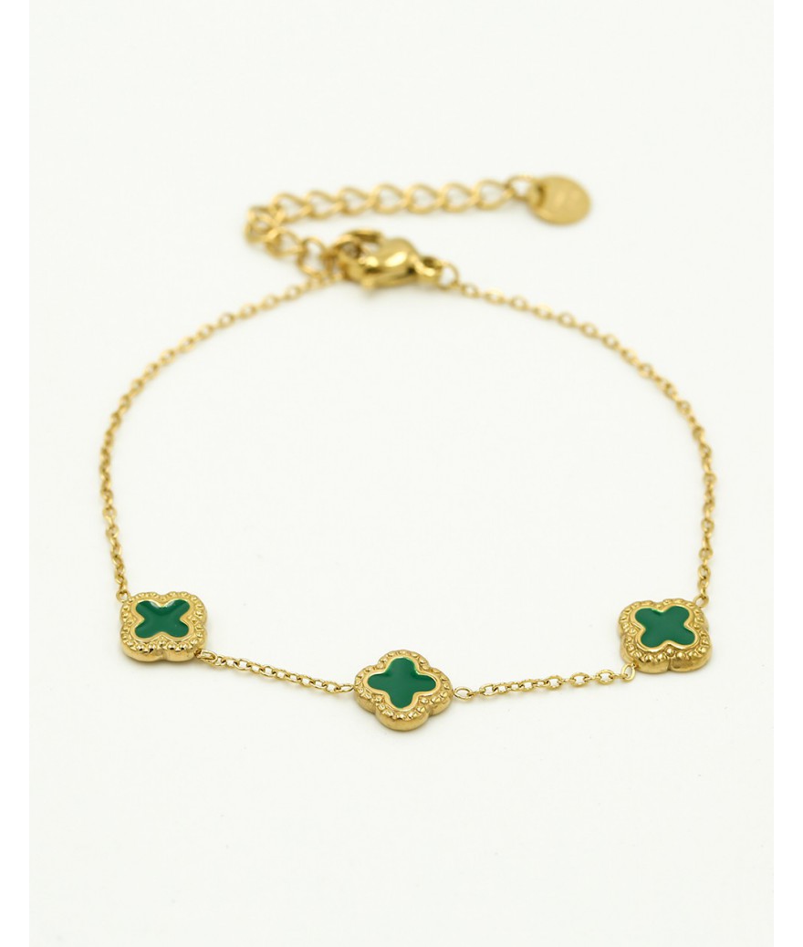 Armband klavers groen goud