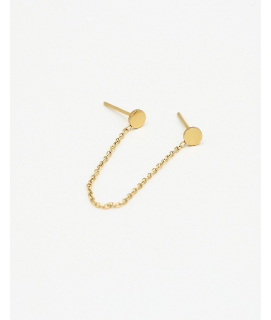 Dubbele oorsteker circels met chain goud