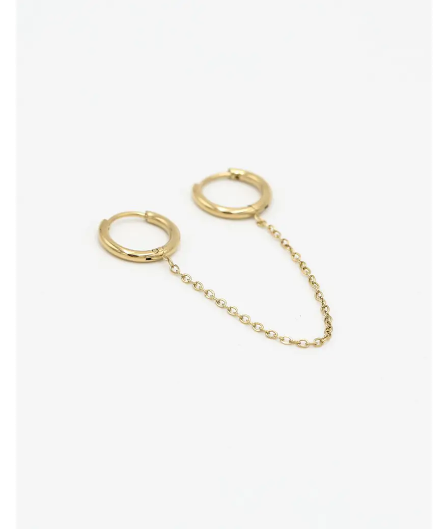 Gouden oorringen dubbel met chain