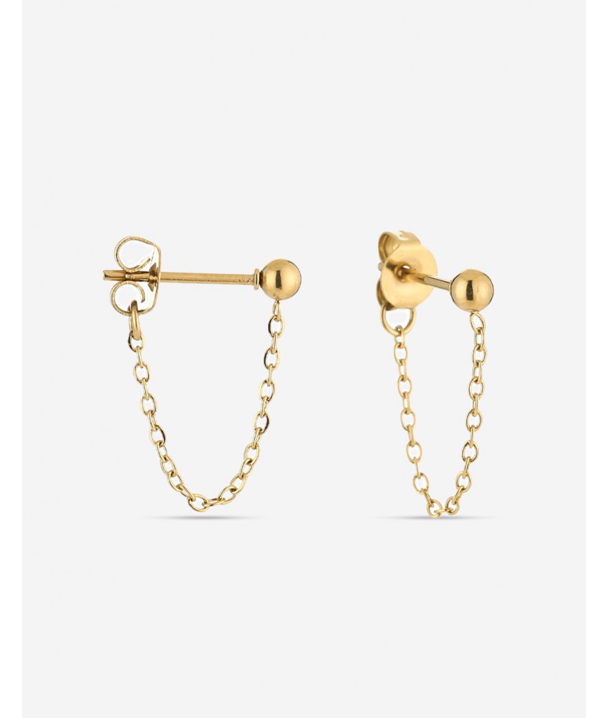 gouden oorknopjes met chain