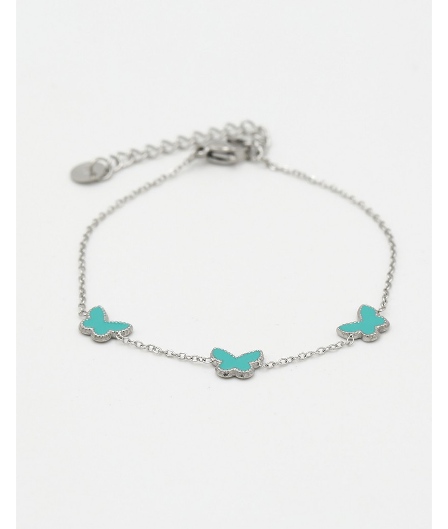 Armband vlinders turquoise zilver