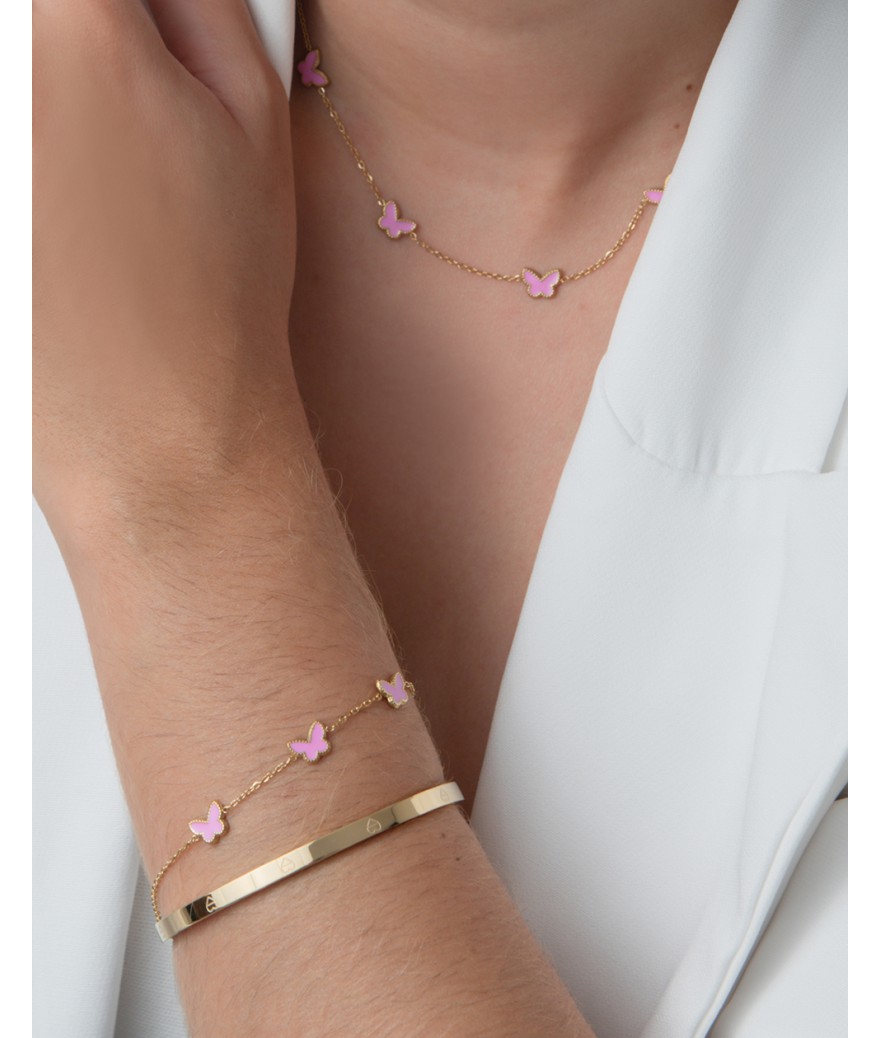 Armband vlinders roze goud