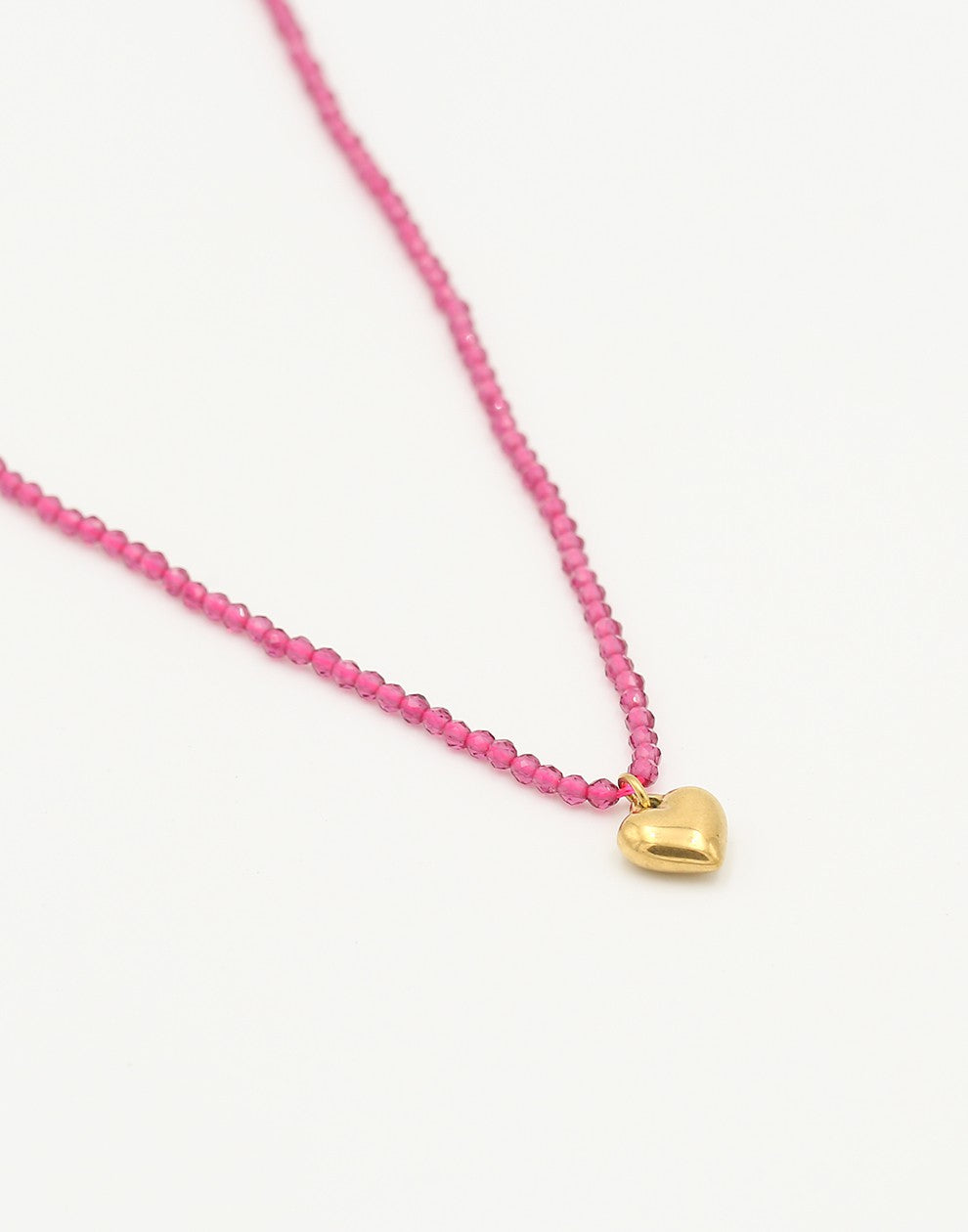 Kralenketting hartje fuchsia