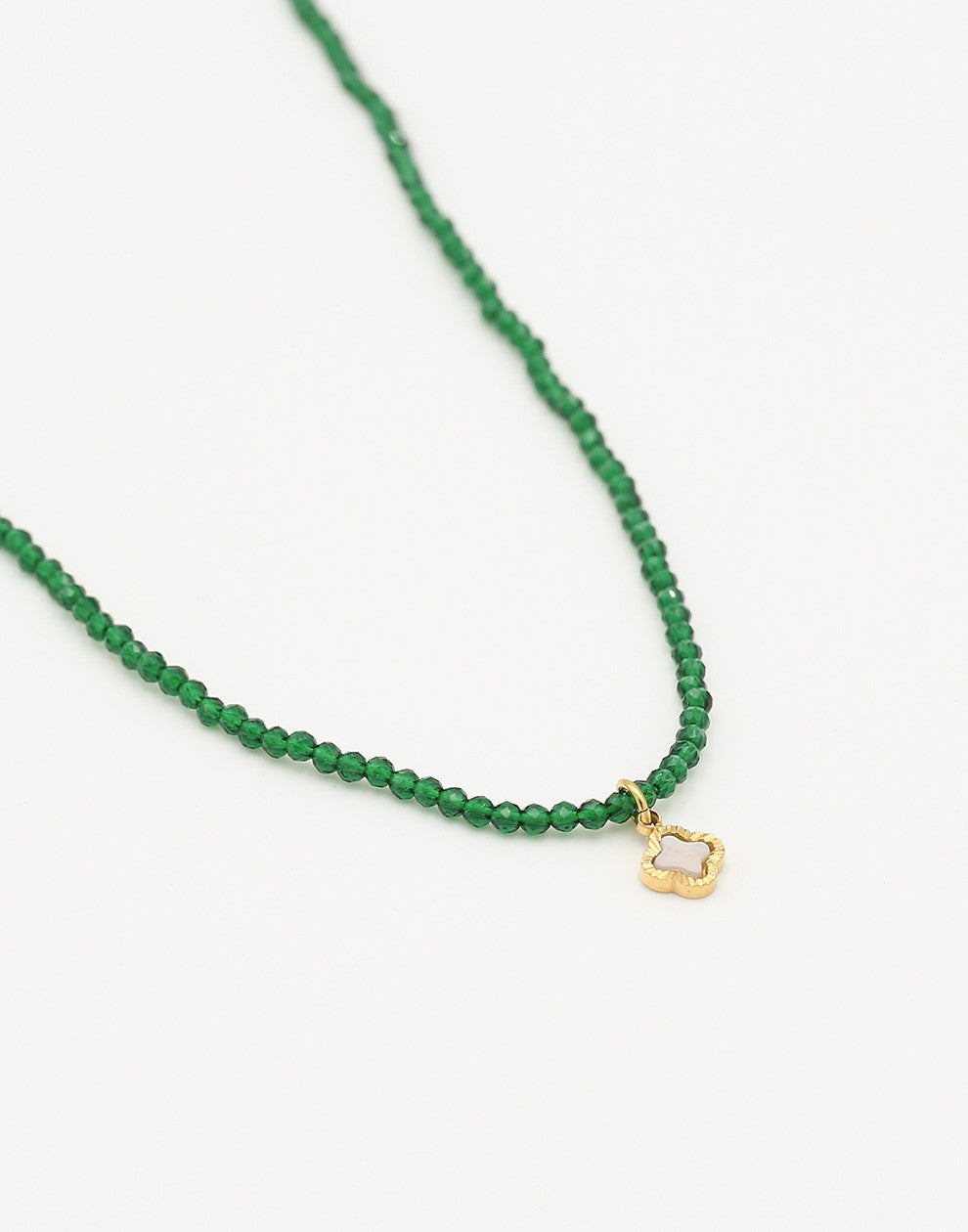 kralenketting groen met klaver