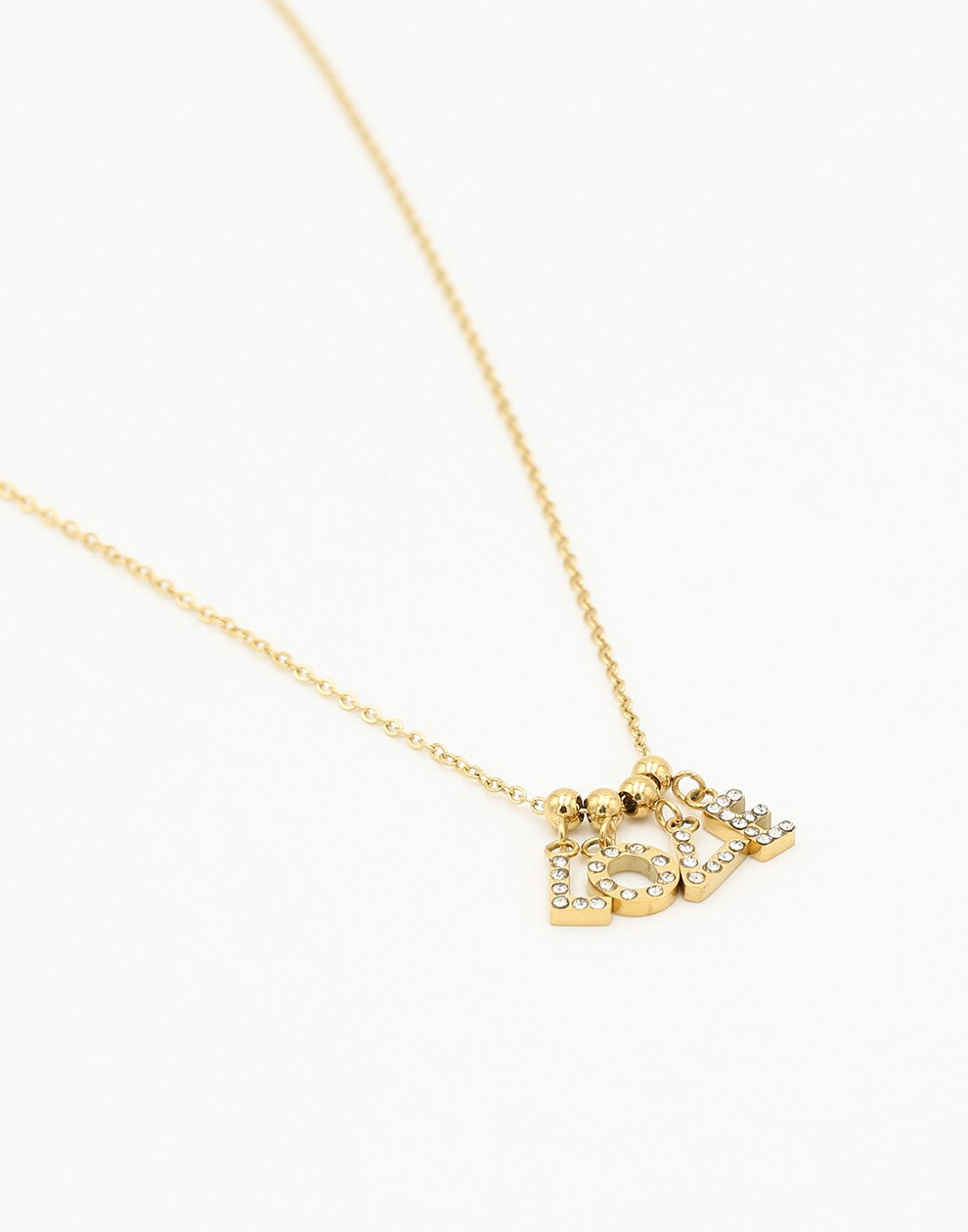 Ketting love steentjes goudkleurig