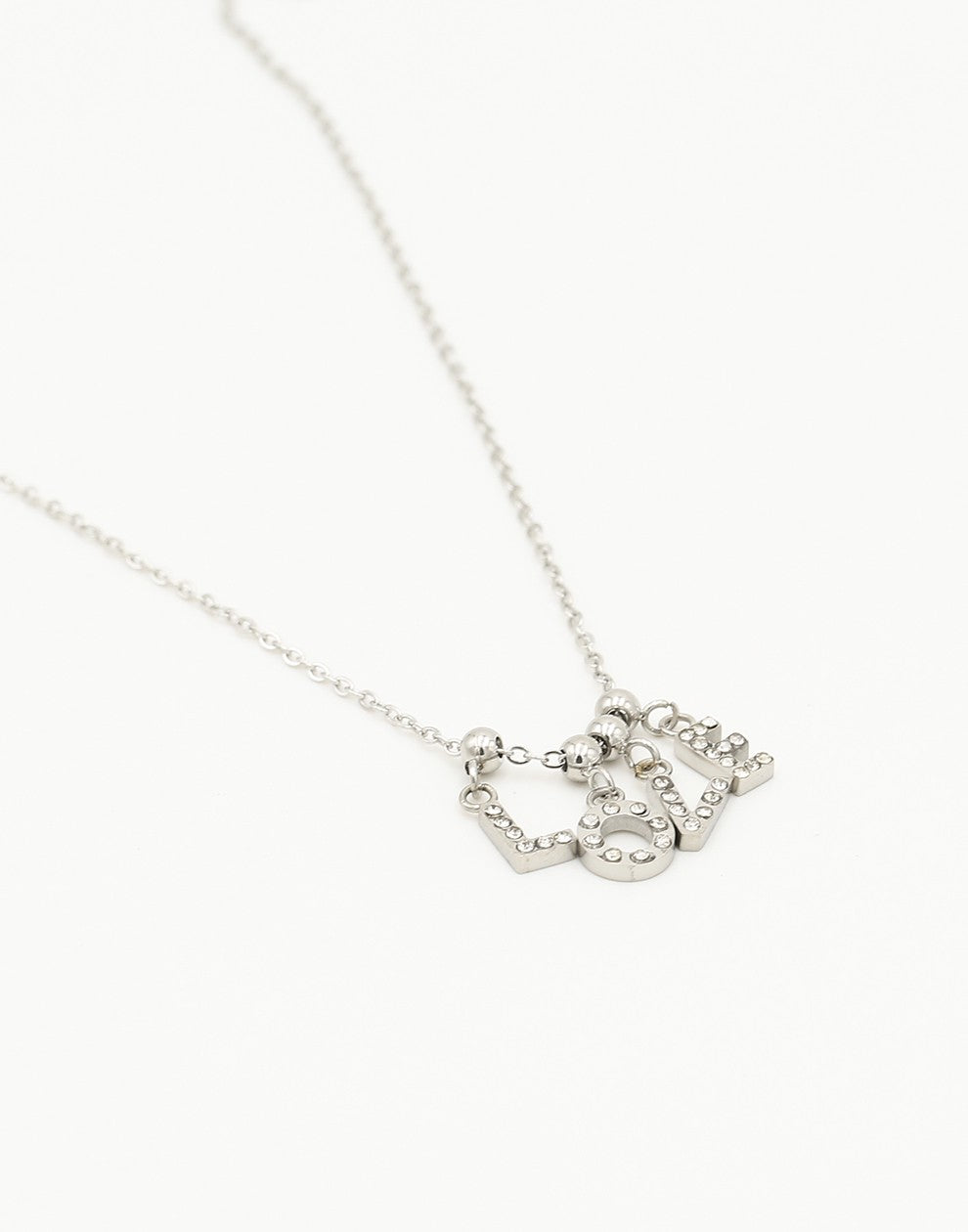 Ketting love steentjes zilverkleurig