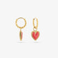 vintage red heart hoop earrings