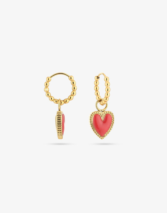 vintage red heart hoop earrings