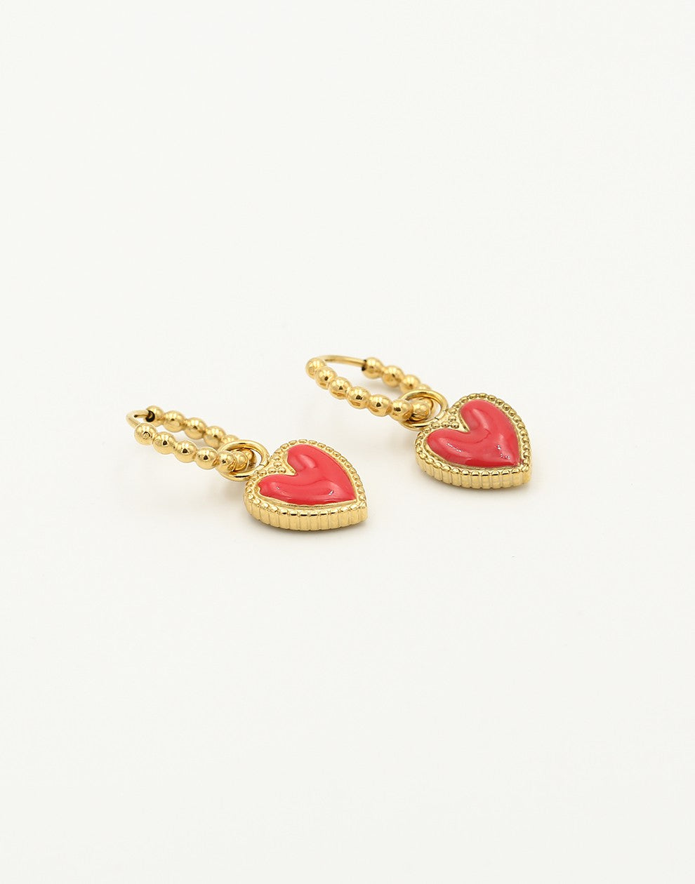 vintage red heart hoop earrings