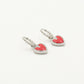 vintage hoop earrings heart red silver colored