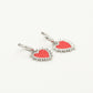 Silver-colored red heart earrings