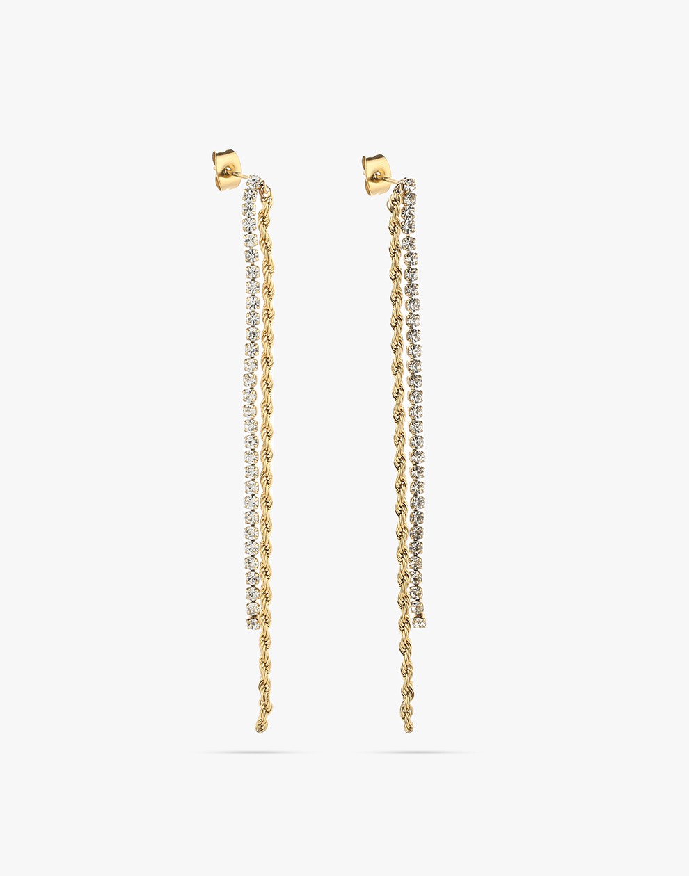 strass chain oorbellen