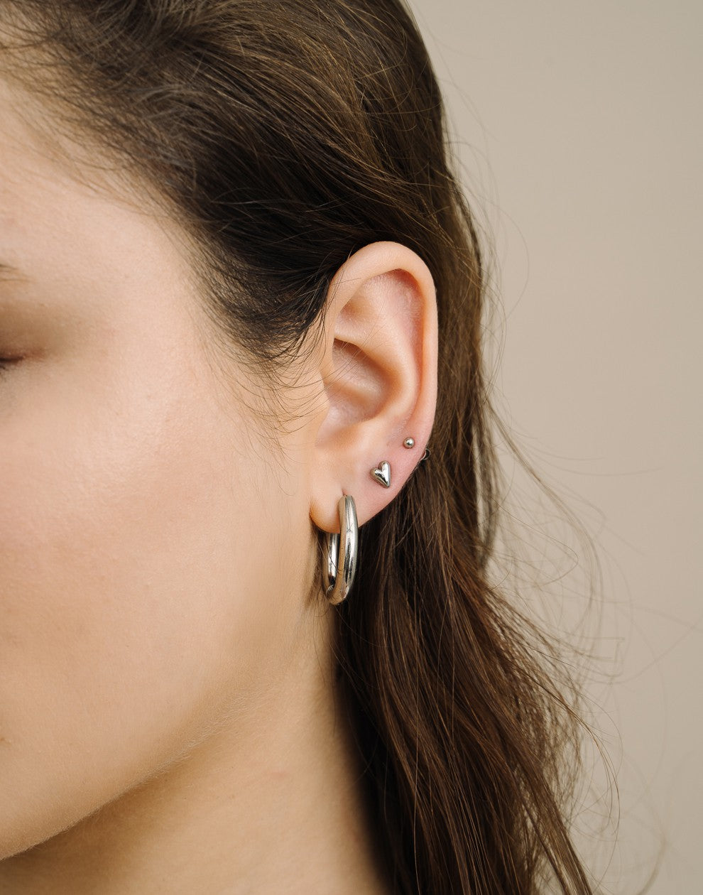 studs speels hartje zilverkleurig