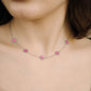 Ketting klavers fuchia zilverkleurig