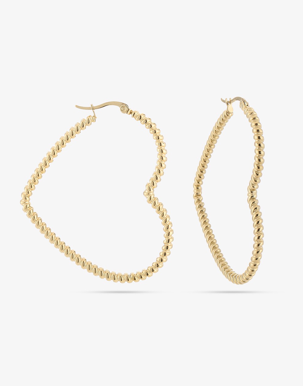 Hoop hart oorbellen bolletjes 50mm goudkleurig