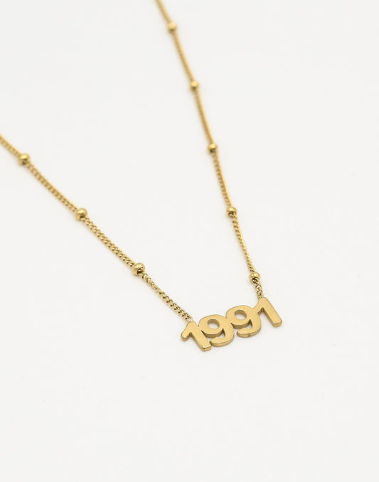 Ketting jaartal 1991 goudkleurig