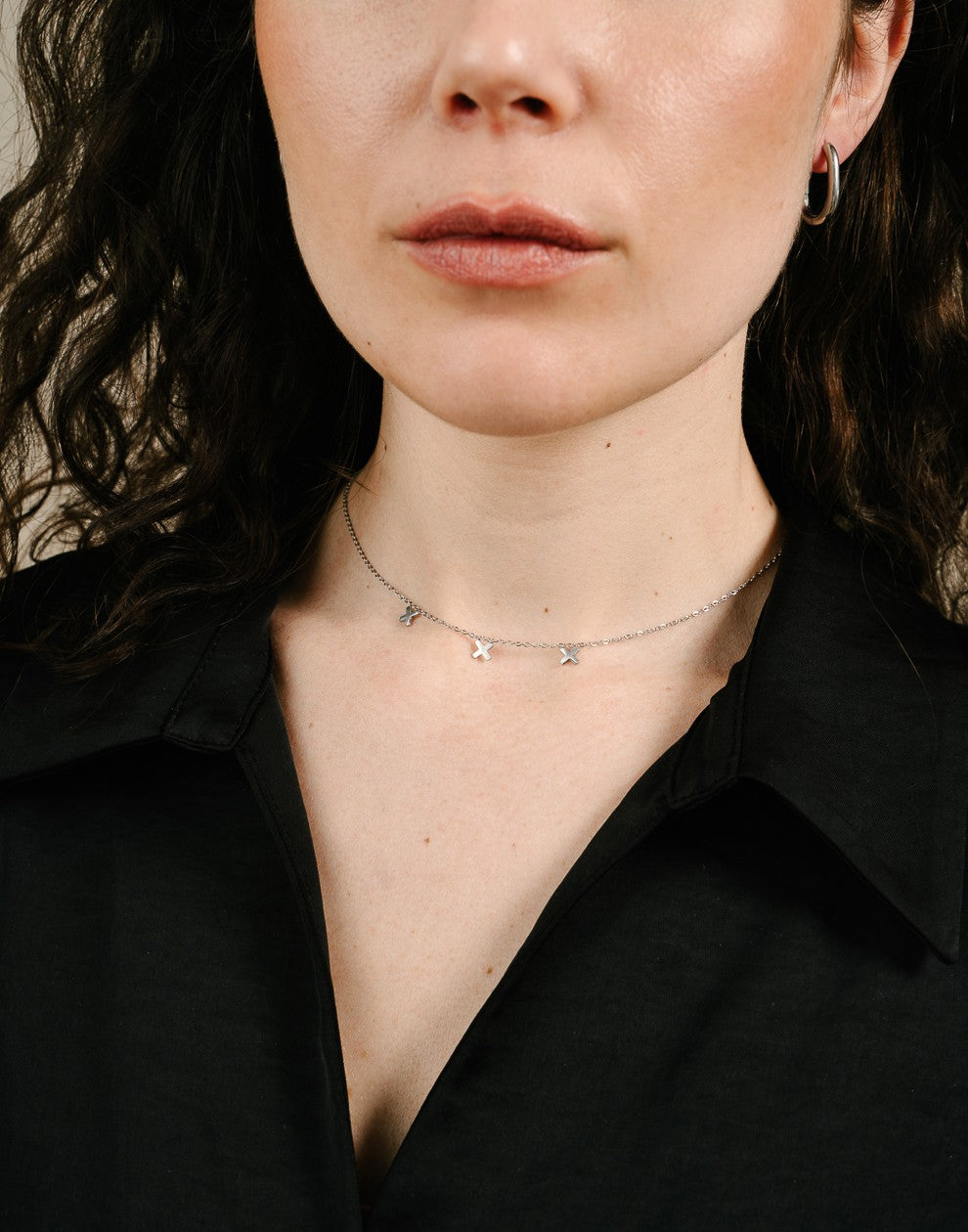 Ketting drie kruisjes zilverkleurig