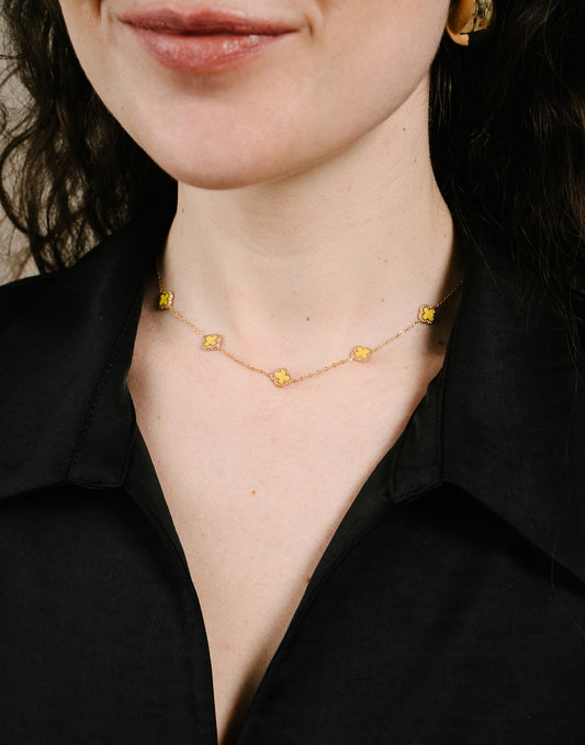 Ketting klavers geel goudkleurig